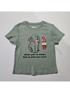 Doe womens green graphic t shirt blouse when youre mean this is who you hurt